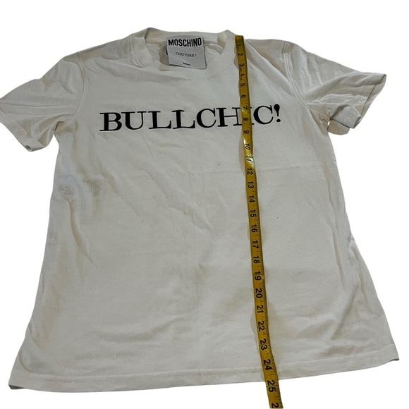 MOSCHINO Bullchic Print T-Shirt Women’s Short Sleeve Size 4 White - Picture 8 of 16